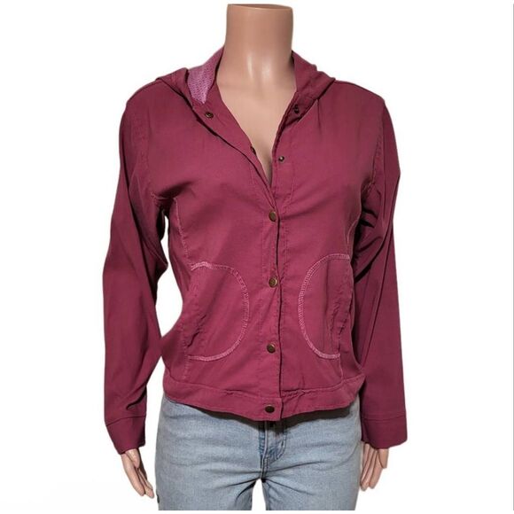Pulp women long sleeve snap button down hoodie maroon jacket M - Picture 1 of 6